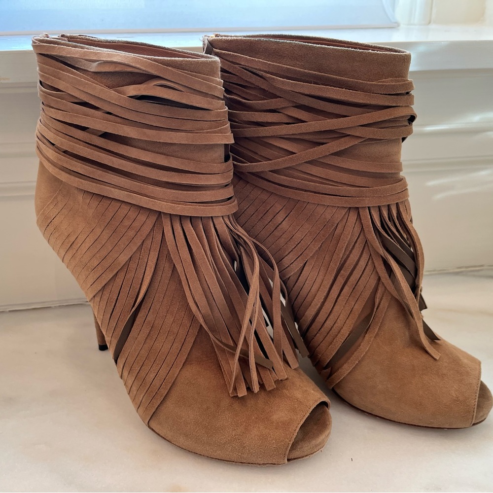 GUCCI Nancy Fringe Stiletto Booties Size Euro 39 US 8.5 - 9 MINT with Box
